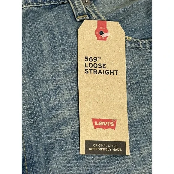 NEW! Levi's Levis 569 Mens Loose Straight Fit Light Blue Jeans Size 40 X 34 NWT - Picture 3 of 13